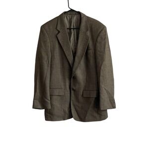 J Riggings Jacket Mens 42R Brown Black Plaid Blazer Wool Two Button Sport Coat